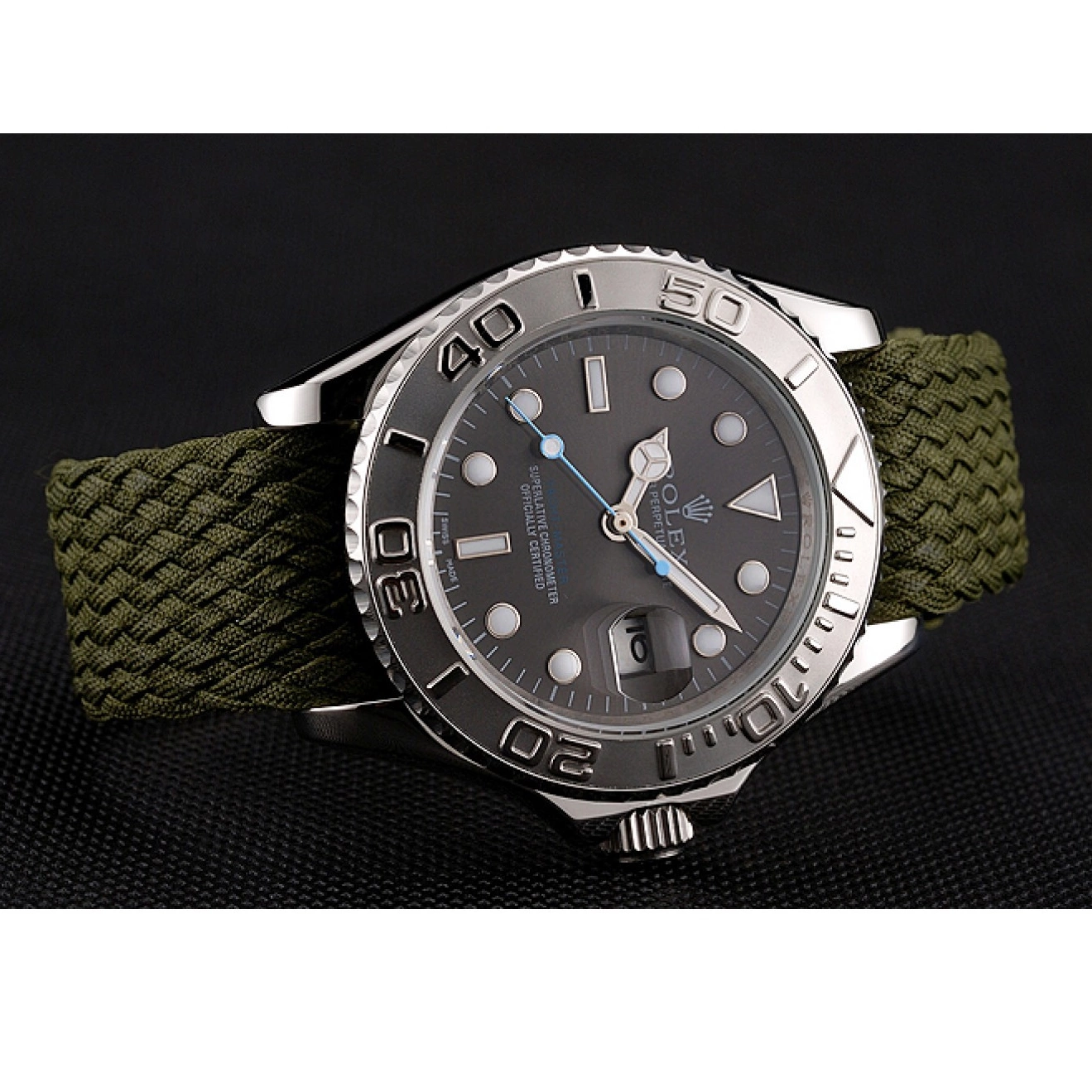 AAA Replica Watches Rolex Green Green Bracelet Master Dial Fabric Yacht 1453869 0816